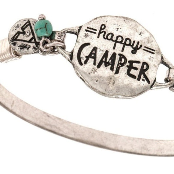 🟠3/$25 “Happy Camper” etched bracelet Silver - Picture 2 of 4